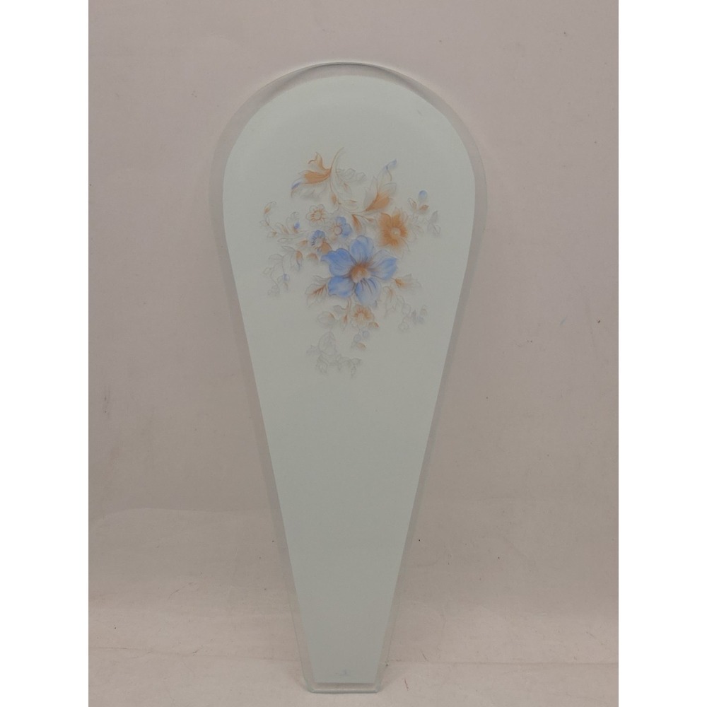 Vintage Touch Lamp Glass Panel Replacement Blue Flower Floral Mid Century Modern